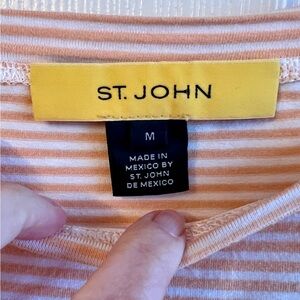 St. John sleeveless tee, orange & white stripes